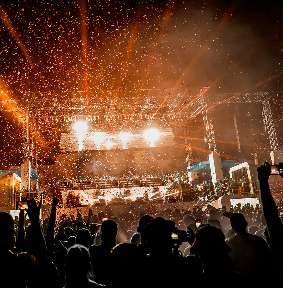 Music stage with lasers and lighting